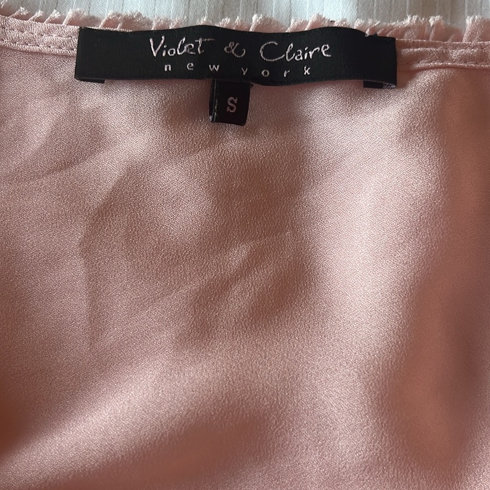 Velvet & Claire sheer blouse tiny ruffles coquette pink small - Picture 7 of 9